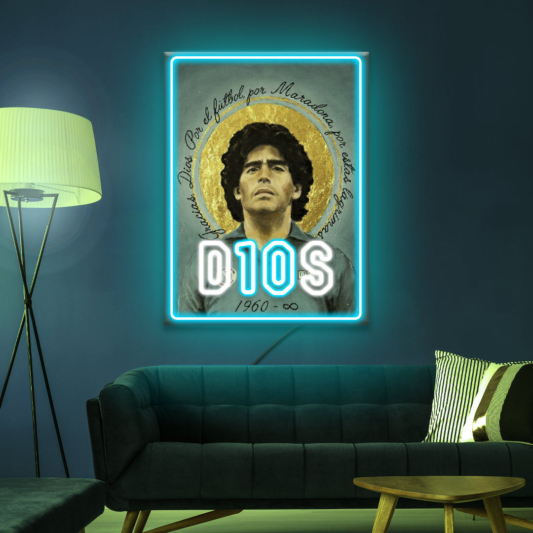 Quadro in Forex Maradona a LED con cornice